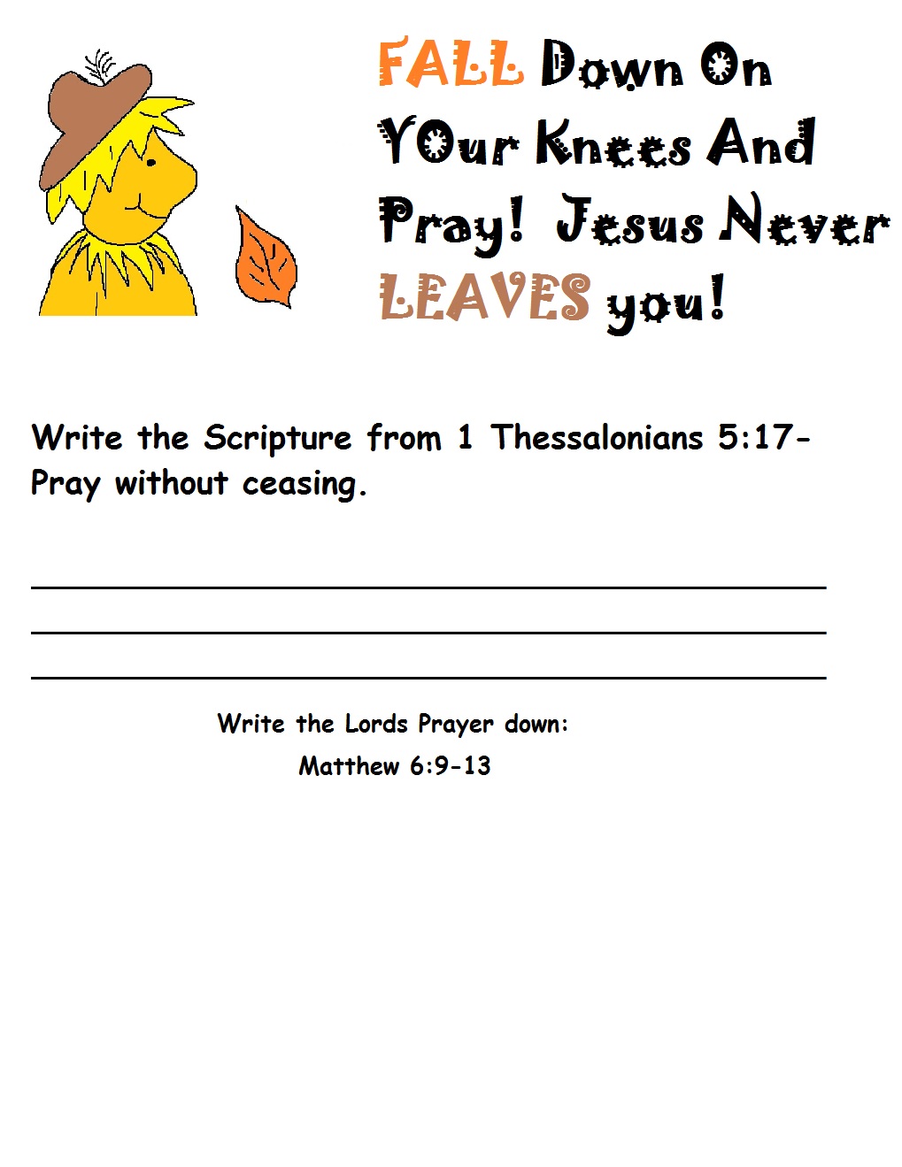 Fall Prayer Sunday School Lesson